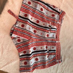 Multi colored silky fabric shorts